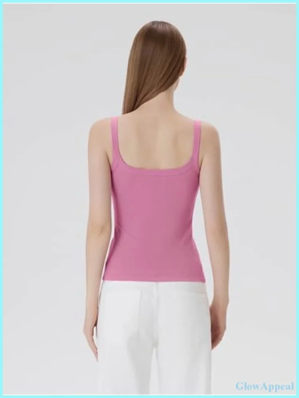 Cotton Rib Padded Tank Top Square Neck Sleeveless Camisole Going Out